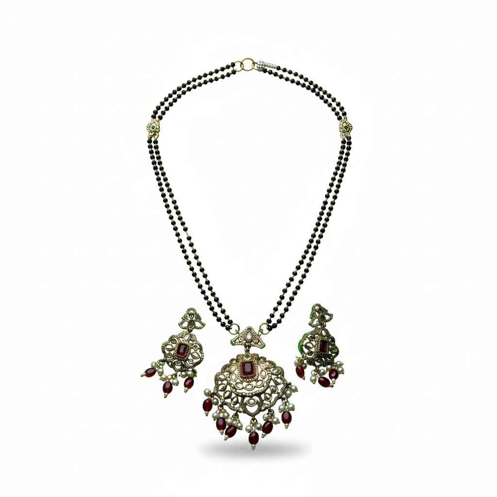 Traditional Temple Design Necklace for Women – Antique Gold Plated Ethnic Jewelry Set Style Necklace for Wedding, Festive & Cultural Wear