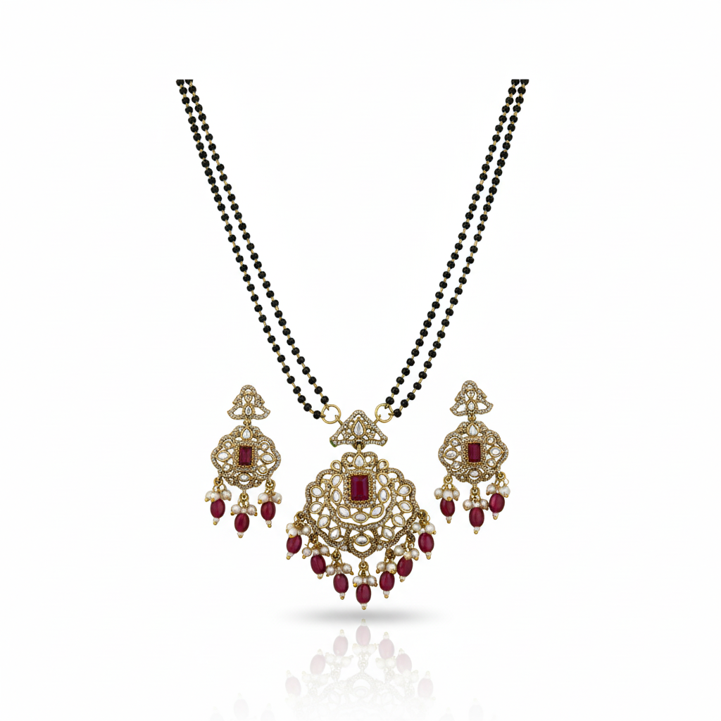 Traditional Temple Design Necklace for Women – Antique Gold Plated Ethnic Jewelry Set Style Necklace for Wedding, Festive & Cultural Wear