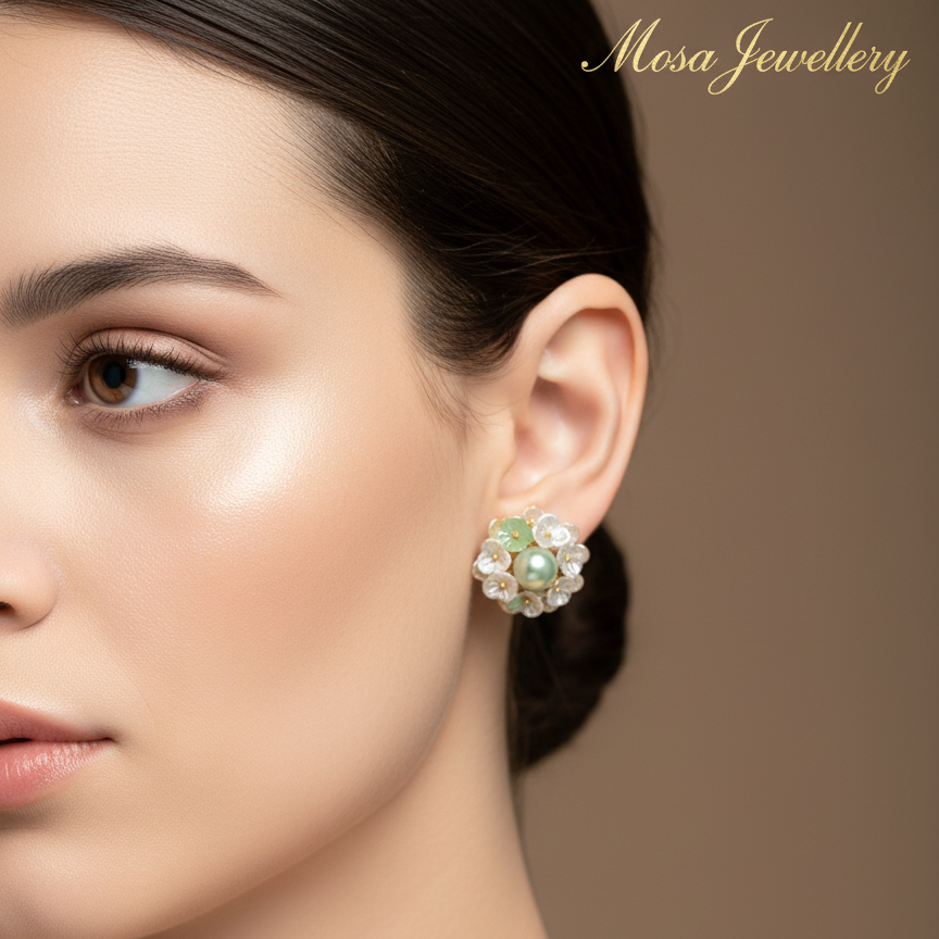 Elegant Pearl Flower Drop Earrings – Designer Fashion Jewelry for Women