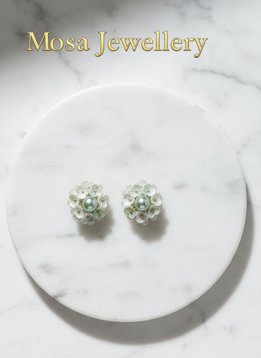 Elegant Pearl Floral Stud Earrings
