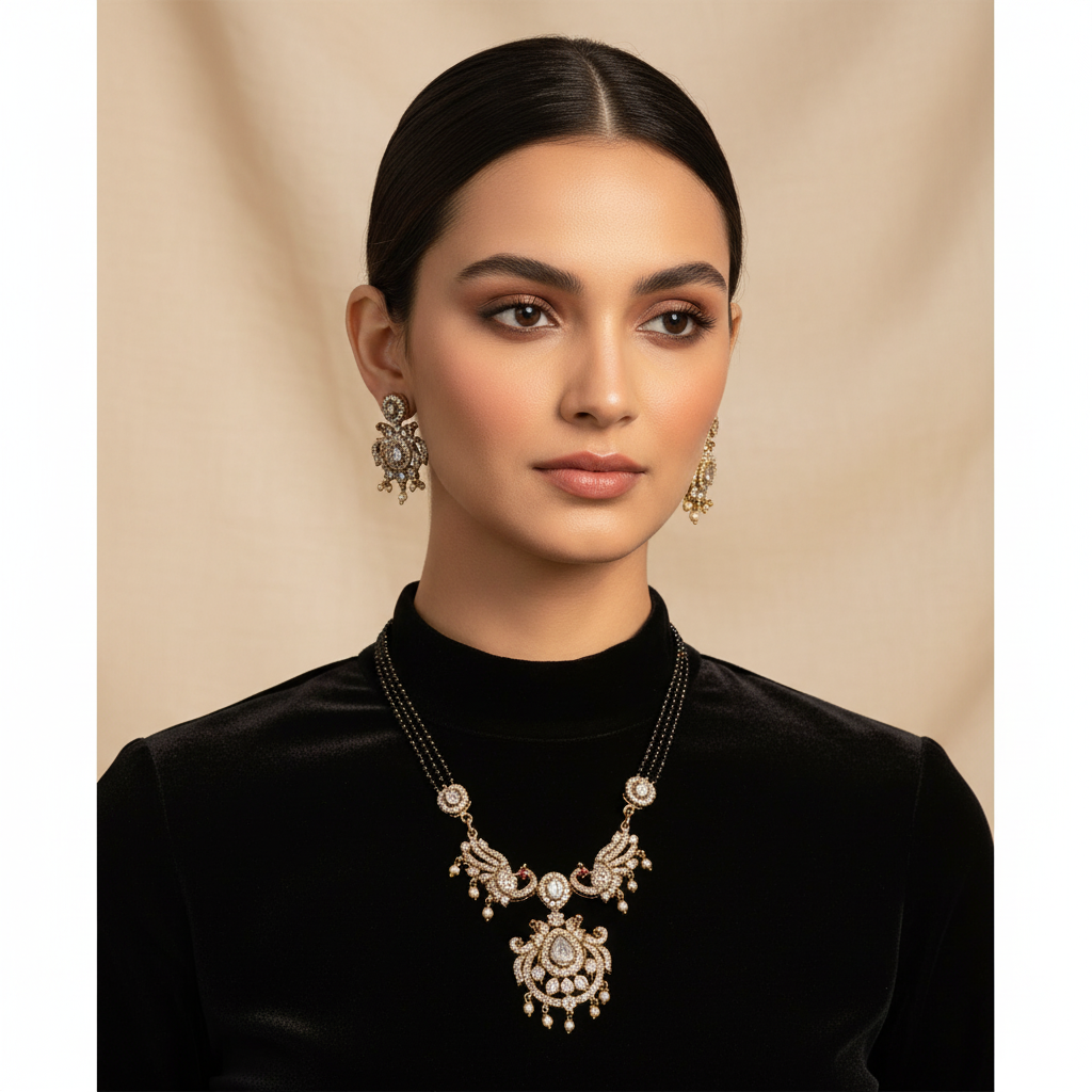 Royal Emerald Style Necklace for Women – Designer Gold Plated Statement Jewelry with Green Stone Look for Wedding & Festive Wear