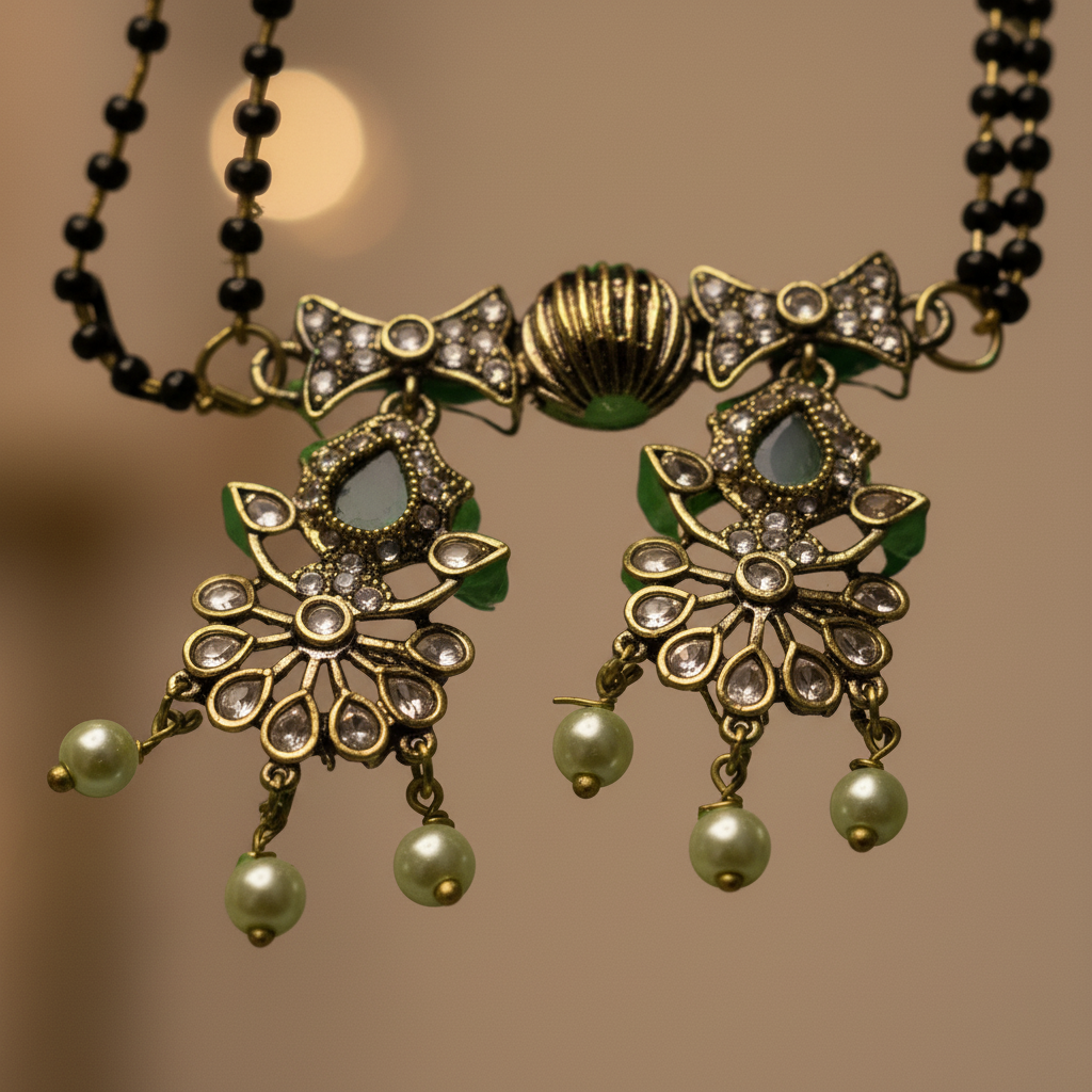 Elegant Mint Green Beaded Kundan Drop Earrings – Traditional Designer Jewelry for Women