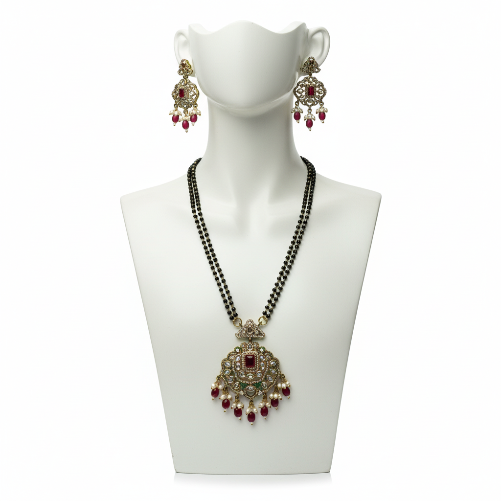 Traditional Temple Design Necklace for Women – Antique Gold Plated Ethnic Jewelry Set Style Necklace for Wedding, Festive & Cultural Wear