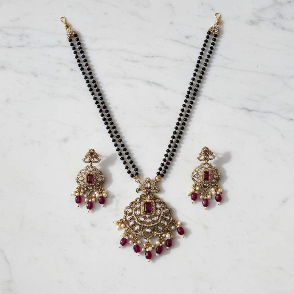 Traditional Temple Design Necklace for Women – Antique Gold Plated Ethnic Jewelry Set Style Necklace for Wedding, Festive & Cultural Wear