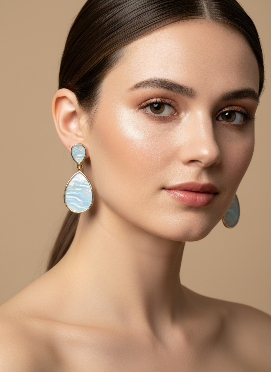 Elegant Teardrop Pearl Shell Drop Earrings