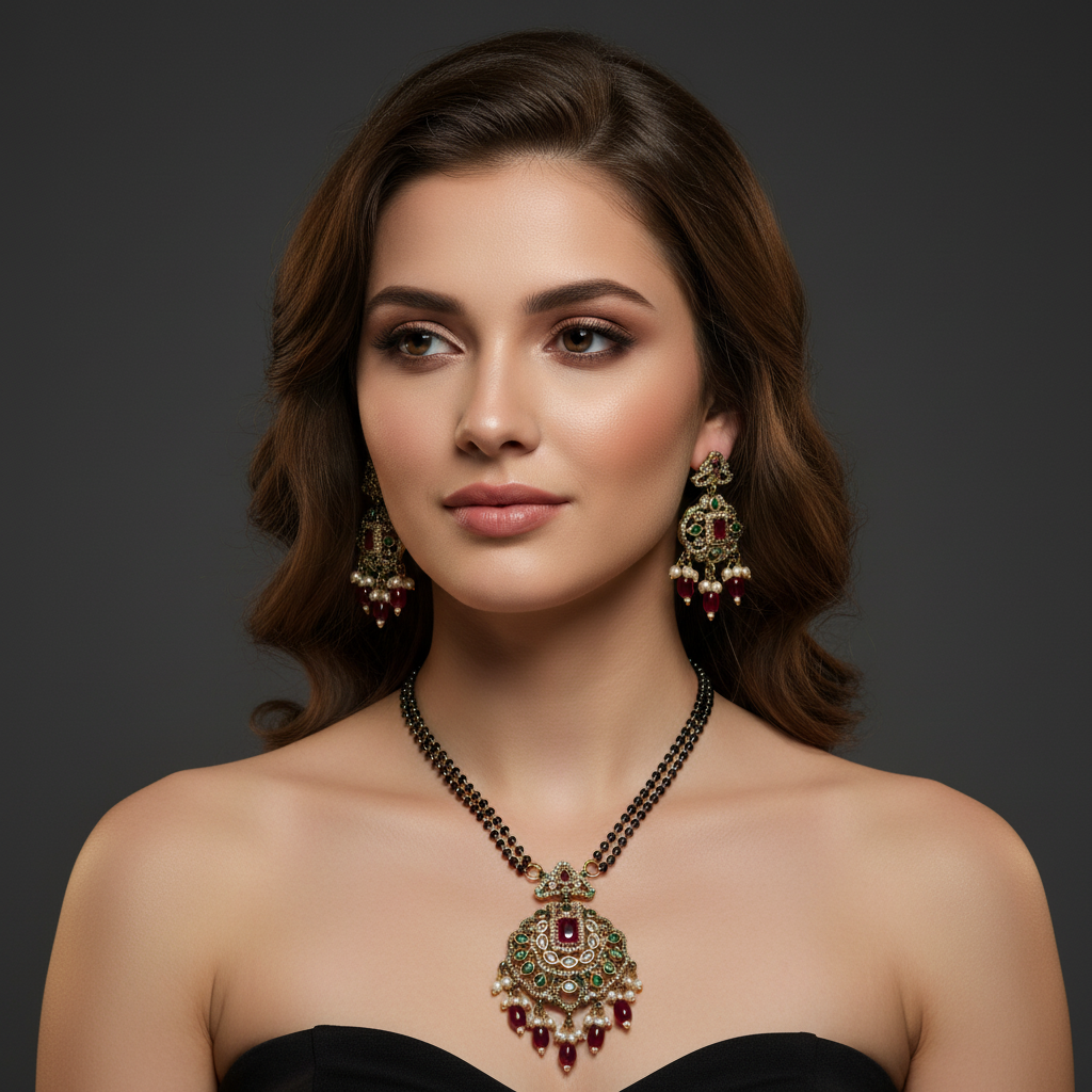 Traditional Temple Design Necklace for Women – Antique Gold Plated Ethnic Jewelry Set Style Necklace for Wedding, Festive & Cultural Wear