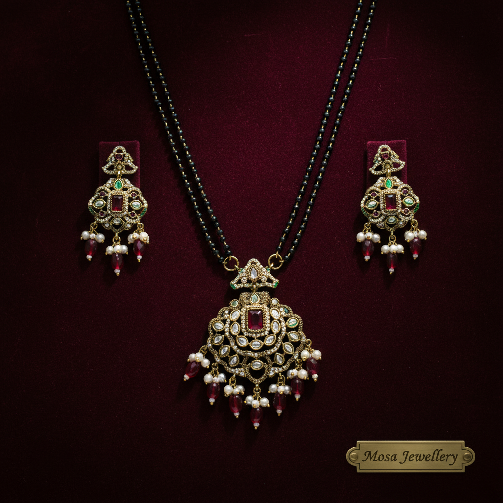Traditional Temple Design Necklace for Women – Antique Gold Plated Ethnic Jewelry Set Style Necklace for Wedding, Festive & Cultural Wear