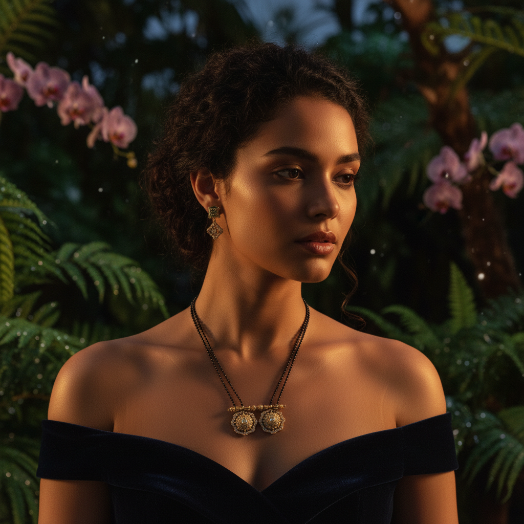 Traditional black bead mangalsutra set