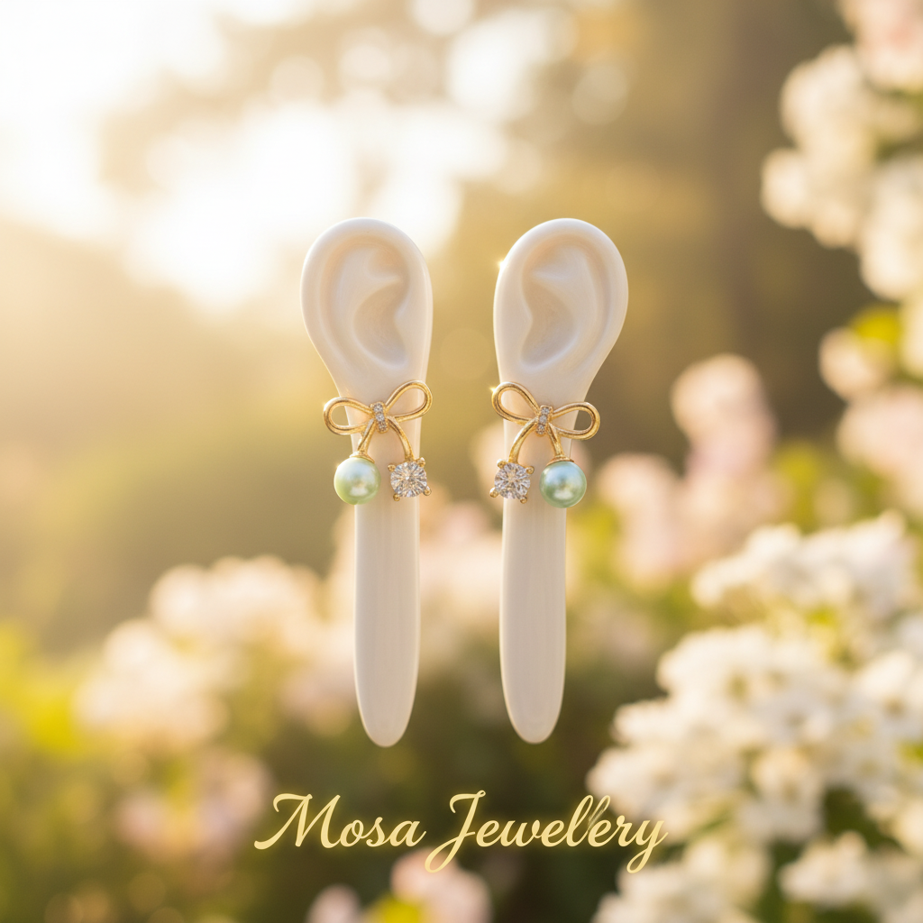 Elegant Bow Pearl Stud Earrings – Cute Crystal & Pearl Designer Earrings for Women